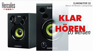 Hercules DJSpeaker 32 Party – Активні монітори для DJ, 2x15 Вт RMS, з вбудованими світловими ефектами, Чорні