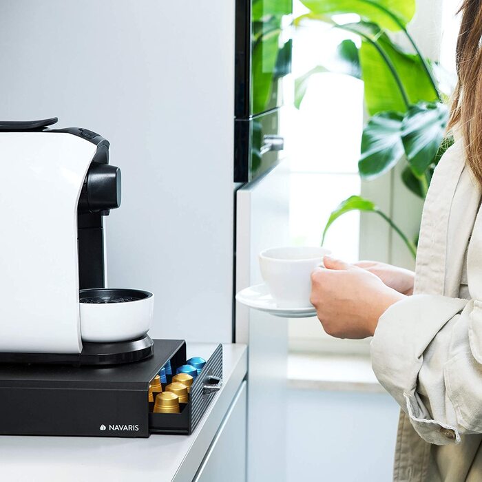 Підставка для кавових капсул Navaris для Nespresso, зберігання 50 капсул, чорна коробка для кавомашини