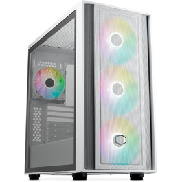 Корпус Cooler Master MasterBox 600 E-ATX білий, з прозорою скляною стінкою, підтримка радіатора 420 мм, ARGB-PWM вентилятори, USB 3.2 Gen2x2 Type-C