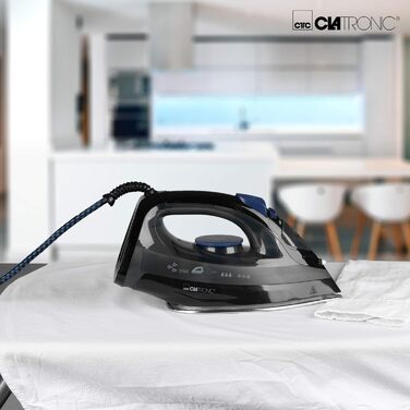 Парова праска Clatronic DB 3703, 1800 Вт, 23 парові отвори, 150 мл, самоочищення, 3 рівні подачі пари, нержавіюча підошва, чорна