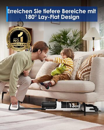 Tineco FLOOR ONE S6 Combo: акумуляторний пилосос 2-в-1 для сухого та вологого прибирання, самоочищення, 60 хв роботи