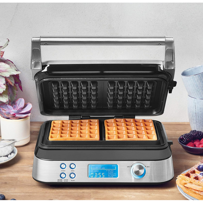 Вафельниця GASTROBACK 42424 Advanced Control з керуванням LCD-дисплеєм, 5 програм, 7 рівнів підсмажування, нержавіюча сталь, 1600 Вт, срібна (Single)