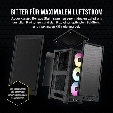 Корпус для ПК Corsair iCUE 2000D RGB Airflow Mini-ITX, сталевий, з підсвіткою, 3 вентилятори Slim AF120 RGB, контролер iCUE Lighting Node Core, чорний