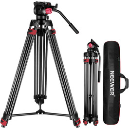 NEEWER відеоштатив 200 см з алюмінію, 360° флюїд-голівка, для DSLR камер Canon, Nikon, Sony, вантажопідйомність 8 кг
