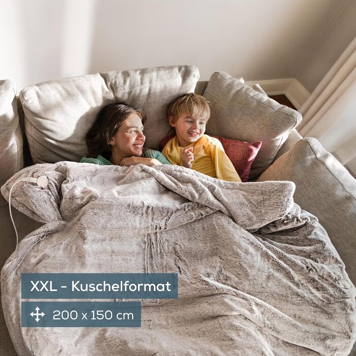 Електрична грілка-ковдра Beurer HD 150 XXL Nordic, 200x150 см, 6 температурних режимів, автоматичне відключення, машинне прання, м'яка флісова ковдра, колір тауп