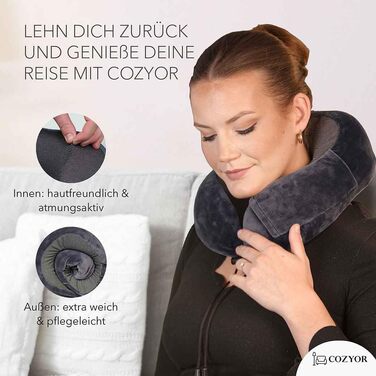Набір для подорожей Cozyor 4 в 1: подушка для шиї, маска для сну, подушка для подорожей 2 в 1 та беруші з рюкзак-кліпом та кріпленням для валізи, червоний.