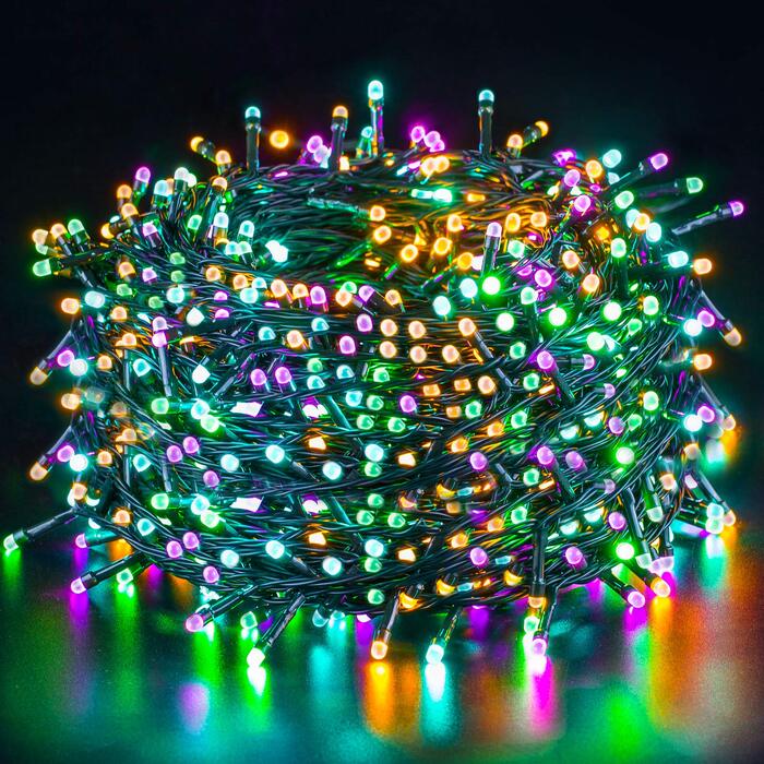 Світлодіодна гірлянда Quntis 100м 1000 LED для вулиці та дому, мережева, IP44, 8 режимів підсвічування (багатоколірна)