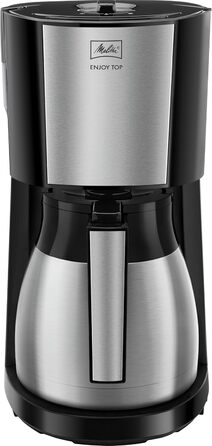 Кавоварка Melitta Enjoy Top Therm з термокухлем із нержавіючої сталі, фільтр-кавоварка з крапельним стопом, до 10 чашок, сталь/чорна