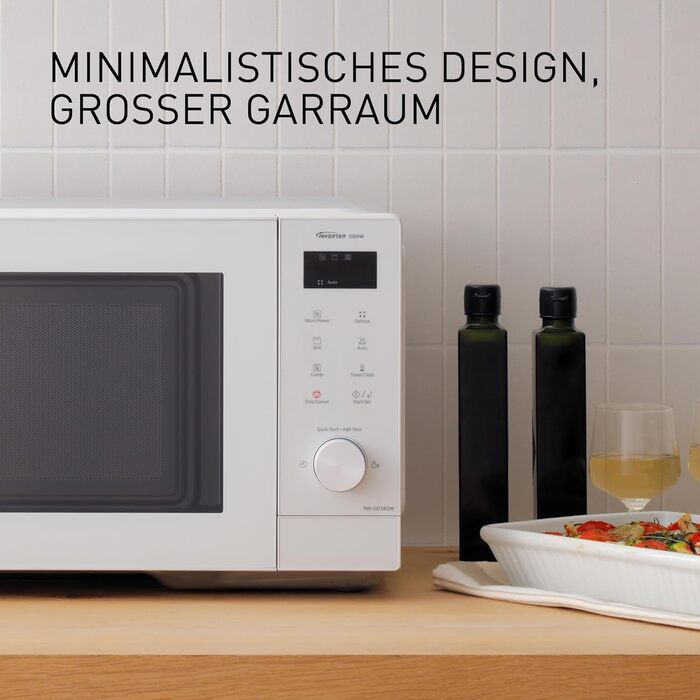 Мікрохвильова піч Panasonic NN-GD35HBGTG з грилем та функцією пароварки, 23 літри, біла