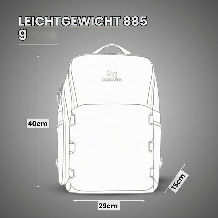 Рюкзак для ручної поклажі Zeeksack The Underseat 15L, Petrol Blue — компактна сумка в літак