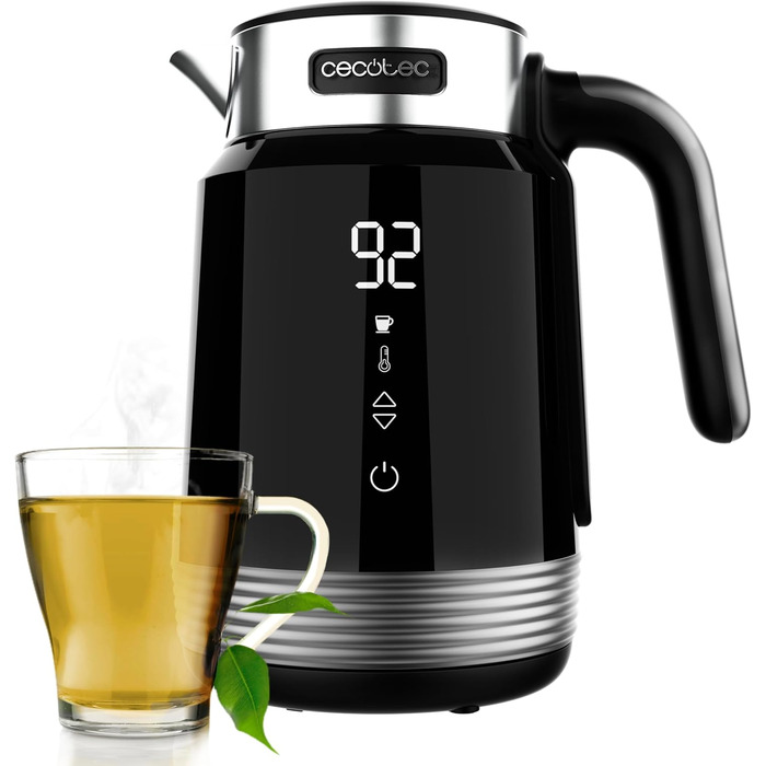 Електричний чайник Cecotec ThermoSense 600 Touch Black, 1.7 л, 2200 Вт, нержавіюча сталь, BPA-free, LED, 360°