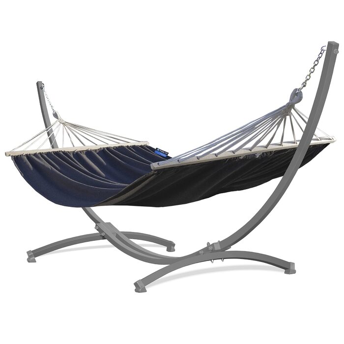 Гамак з підставкою Potenza Outdoor для 2 осіб XXL (220x160 см), витримує до 200 кг, стійкий до погодних умов, сірий
