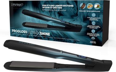 Керамічний випрямляч для волосся REVAMP Progloss Ultra X Shine з іонними пластинами, професійний стайлер для довгого і густого волосся, швидкий нагрів