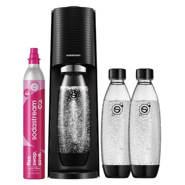 Сифон для газування води SodaStream TERRA Family Pack: 3 пляшки по 1л та циліндр CO2, чорний