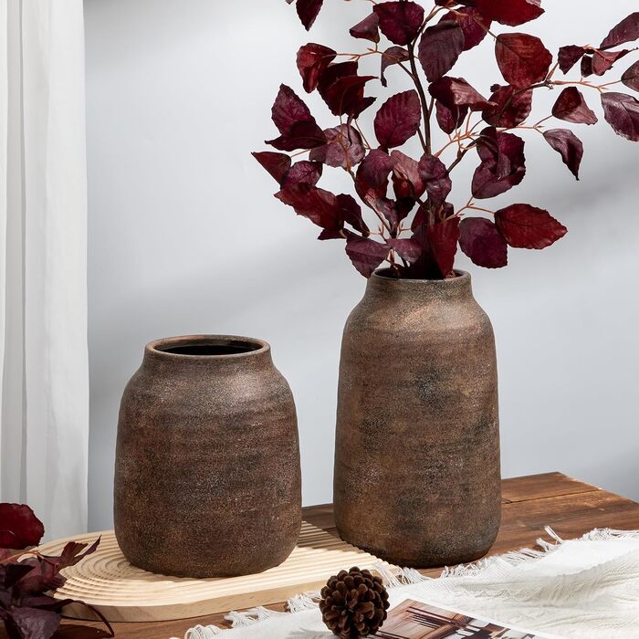 Декоративна ваза для квітів Keramik Rund, коричнева, 28x15 см, стиль Shabby Chic