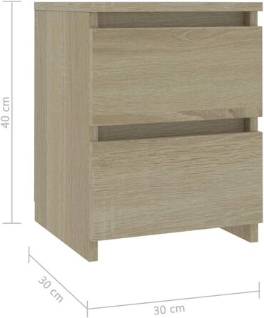 vidaXL Комплект з 2 тумбочок з 2 шухлядами, дуб сонома, 30x30x40 см, ДСП, приліжкові тумби для спальні