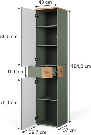 Тумба під умивальник Vicco Eden, 70 x 64.5 см, з 2 шухлядами для ванної кімнати, колір зелений