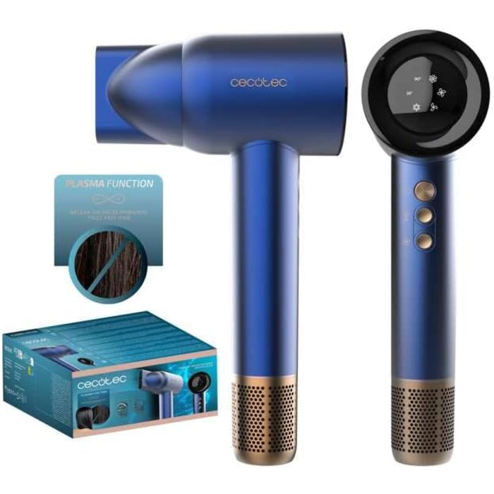 Фен Cecotec IoniCare RockStar Nano IonTech Blue з плазмою, 110 000 обертів/хв, дисплеєм та інтелектуальним контролем температури