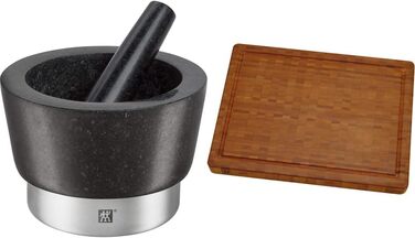 Набір Zwilling Spices: ступка та товкачик, діаметр 11 см, граніт, чорний, сито, нержавіюча сталь, 16 см