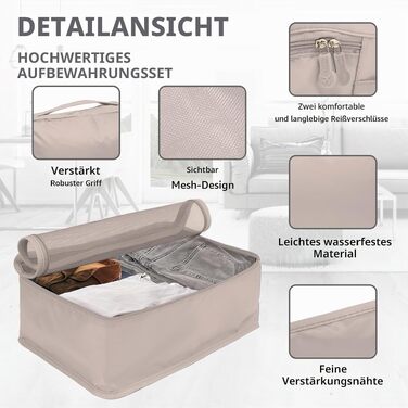 Набір органайзерів для подорожей Packing Cubes (16 предметів), органайзери для валізи та одягу, дорожні сумки для пакування речей, бежевий колір