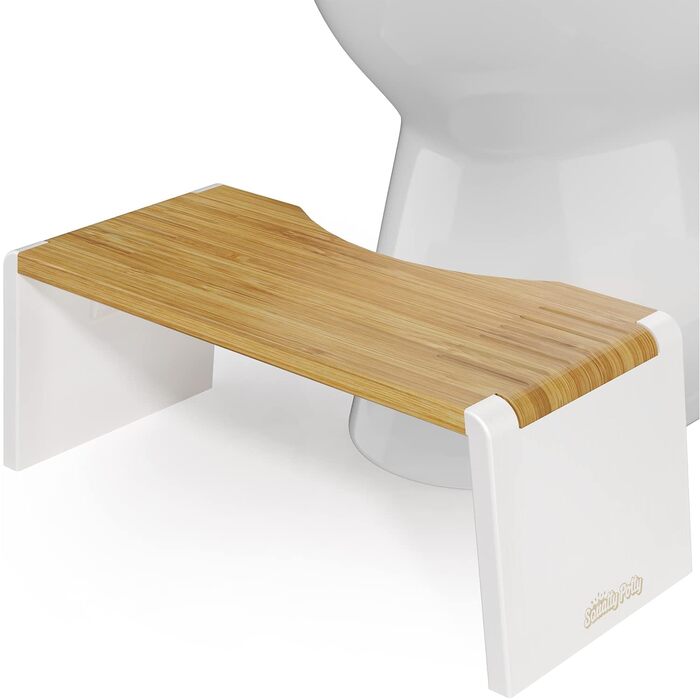 Підставка під ноги для унітазу Squatty Potty Stockholm Bambus, коричнево-біла, 7 дюймів, складана