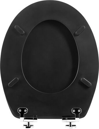 Сидіння для унітазу Cornat Prime Black Steel, дерев'яне, з мікроліфтом, швидке кріплення, чорне з срібною окантовкою