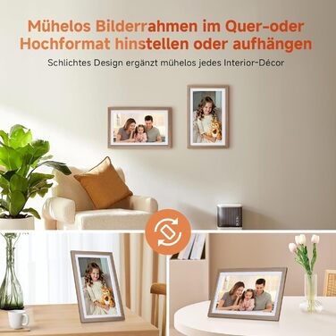 Ролеї Smart Frame WiFi 1010: Цифровий фоторушій з Wi-Fi, 10.1 дюйма, IPS сенсорний екран, 32GB, дерево (дуб)