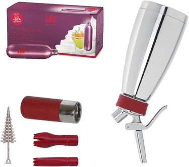 Сифон для вершків iSi Thermo Whip Plus 0,5 л з 20 капсулами, термоізольований, професійний сифоновий балон для збивання вершків