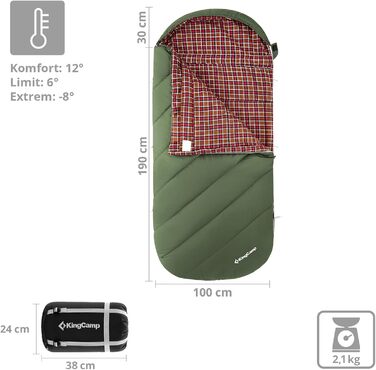 Зимовий спальний мішок KingCamp Freespace 250, широкий, бавовна, до -8°C