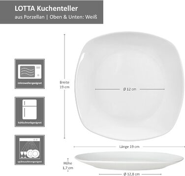 Набір з 6 порцелянових тарілок MamboCat Lotta – білі тарілки для сніданку, салату, десерту, закусок, сервірування на 6 персон, стильний посуд для сніданку, обіду, кави та вечері