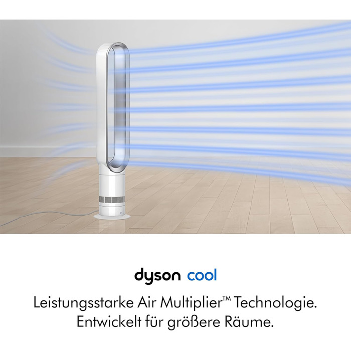 Вентилятор без лопатей Dyson Cool AM07: Потужний, тихий, з пультом, 10 швидкостей, поворот 70° для великих приміщень