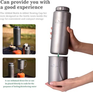 Фляга iBasingo Titan Outdoor 600ml + 1050ml (Ti3007d) - для кемпінгу, туризму та пікніків