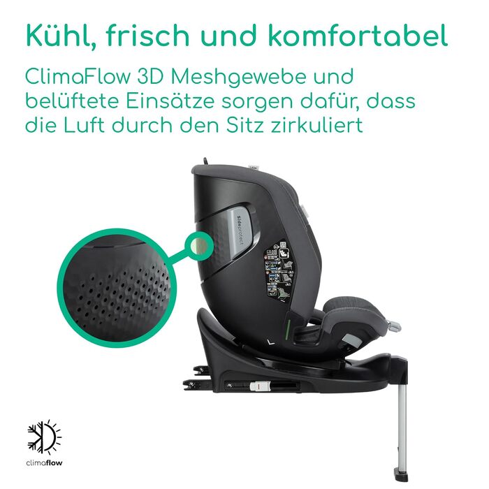 Дитяче автокрісло Bebeconfort 360 i-Size RevolveFix Max 360, поворотне, 40–150 см, Element Graphite