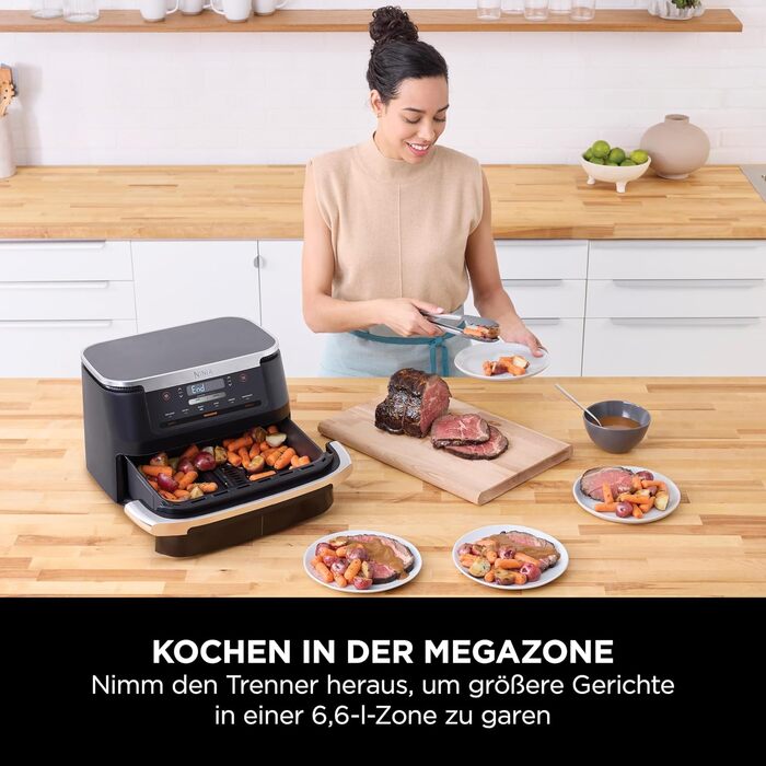 Аерофритюрниця Ninja FlexDrawer AF550EU 6.6 л, чорна: багатофункціональна фритюрниця 6-в-1 з великою шухлядою Dual Zone, функціями запікання та Max Crisp