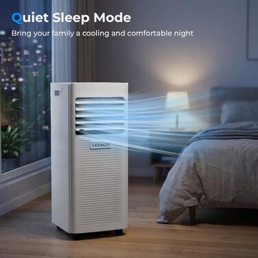 Мобільний кондиціонер LEENON 9000 BTU 4-в-1: охолодження, осушення, вентиляція, нічний режим. 2.6 кВт, білий. Для приміщень до 35 м²