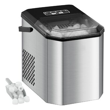 Льодогенератор Eiswürfelmaschine 120W, 9 кубиків за 6 хв, 11.8 кг/24 год, самоочищення, з лопаткою та кошиком для вечірок, офісу, бару, кемпера, 2.3 л
