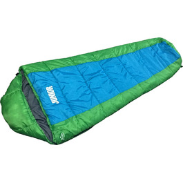 Дитячий спальний мішок EXPLORER JUNIOR 170x70x50 см мумія для кемпінгу, зелено-синій