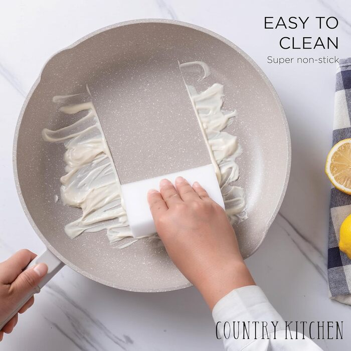 Набір посуду Country Kitchen з чавунного алюмінію, 10 предметів, антипригарне покриття, для індукційних плит, колір Cream