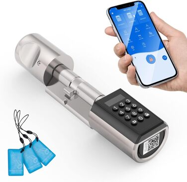 Електронний дверний замок WELOCK PCB41 з кодом, Bluetooth, Wi-Fi, RFID, для вхідних дверей, IP65, стандарт EU, на двері 50-100 мм