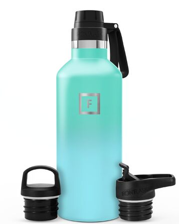 Термос-пляшка IRON °FLASK Edelstahl 950 мл з 3 кришками - Непротікаюча, подвійні стінки, ізольована, BPA-free для спорту, школи, фітнесу, кемпінгу (з носиком, небесно-блакитна)