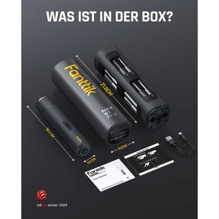 Електрична викрутка Fanttik S1 Pro з магнітним тримачем, 16 біт, 6 Нм, 2000mAh - для ремонту меблів та комп'ютерів