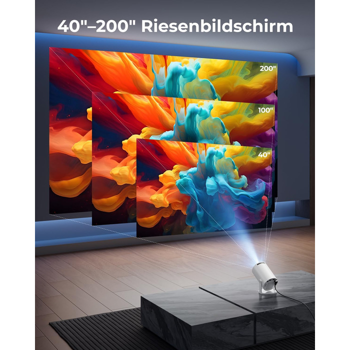 Mini проектор 4K Beamer з Android 14, WiFi 6 та Bluetooth 5.4 – 20000 Люмен, Автокорекція трапеції, Портативний кінотеатр для дому (білий, 15x11x18 см)