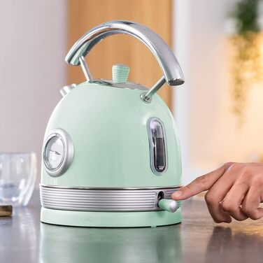 Електрочайник Cecotec ThermoSense 420, 1,8 л, 2200 Вт, з індикатором температури, нержавіюча сталь, вінтажний стиль, зелений