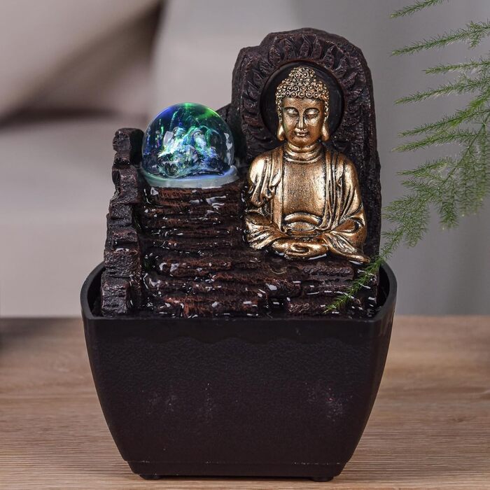 Декоративний фонтан Zen'Light Zimmerbrunnen: для дому, офісу, медитації, LED-підсвітка, H 18 см
