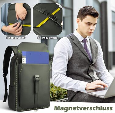 Бізнес-рюкзак для ноутбука 15.6 дюймів hk Business Rucksack, тонкий міський рюкзак для чоловіків та жінок (Зелений)