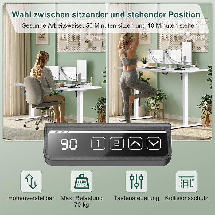 Електричний регульований стіл JUMMICO Standing Desk 110x60 см, білий - з функцією пам'яті