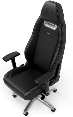 Ігрове крісло noblechairs Legend Silver Edition: ергономічний офісний стілець зі штучної шкіри PU, підтримкою попереку, 4D-підлокітниками та алюмінієвою основою, до 150 кг