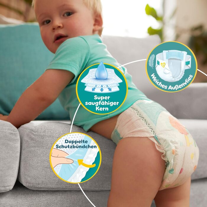 Підгузки Pampers Baby-Dry розмір 8 (17 кг+), 120 шт, пакувальна коробка