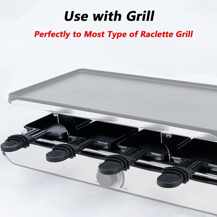 QcuGvy Poelon Raclette Carré, 4 шт. антипригарних міні-сковорідок для раклету з дерев'яними лопатками, ізольована ручка, для омлетів та плавленого сиру