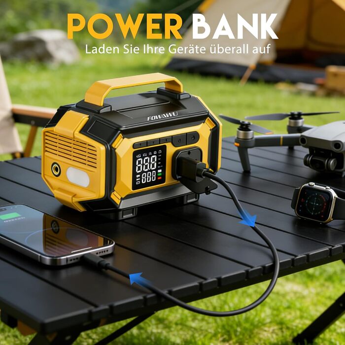Пусковий пристрій FOWAWU 8000A 26800mAh для автомобіля з компресором та Powerbank (2002-Ge)
